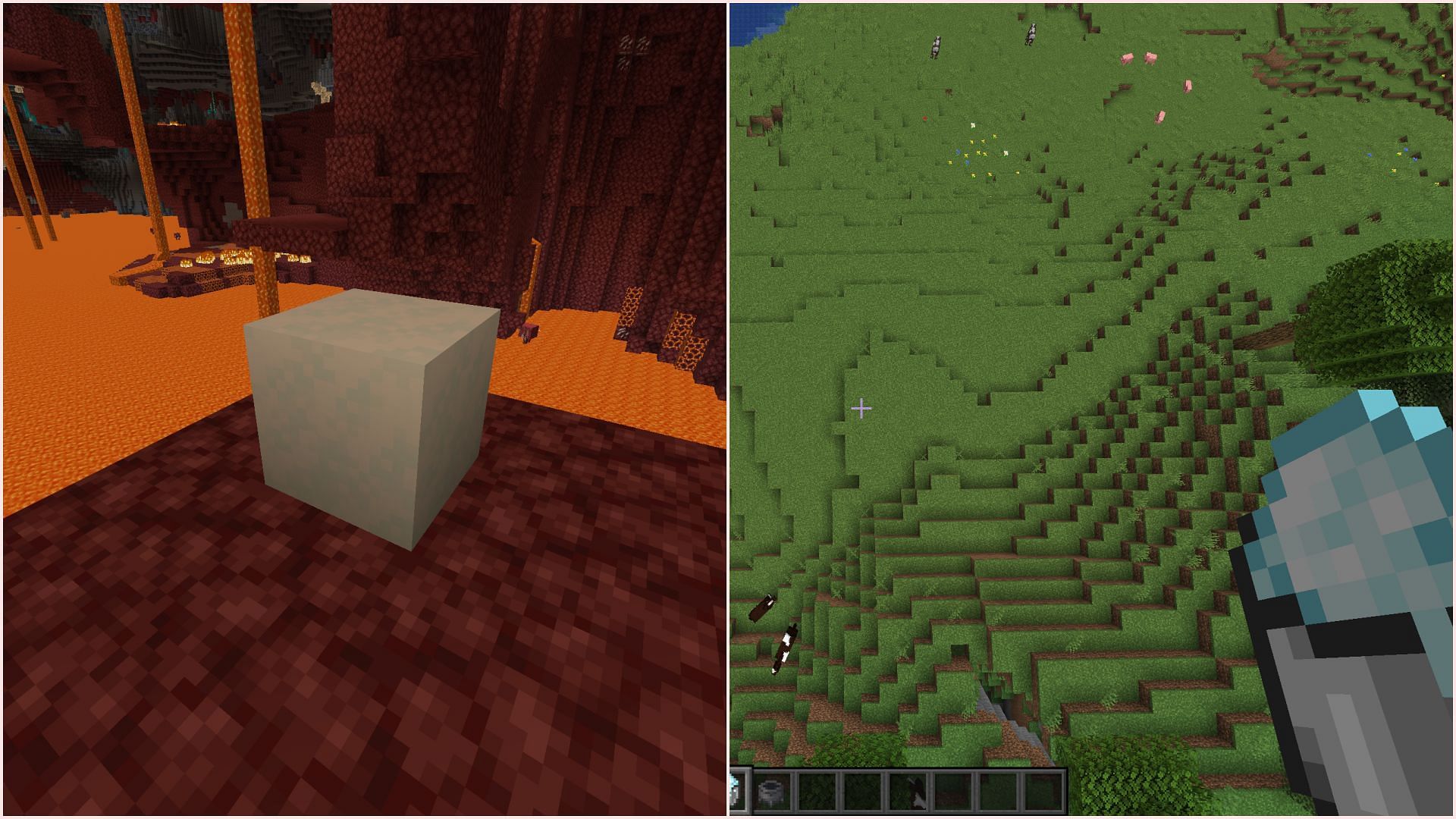 Powder snow can help players survive burns in the Nether and fall damage. (Image via Sportskeeda Gaming || Mojang Studios)